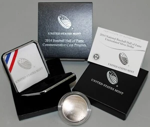 2014 P Baseball Hall of Fame Uncirculated Silver Dollar HOF Curved Coin Box COA - Picture 1 of 6