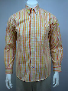 ST JOHNS BAY Mens Casual Shirt Sz S 100% Cotton 80s 2 Ply Plaid Multi-Color