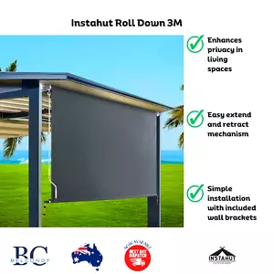 Instahut Outdoor Blind Roll Down Awning Canopy Retractable Privacy Screen 3x2.5m - Picture 1 of 13