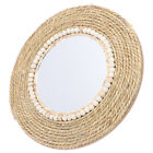  Rattan Decorative Mirror Glass Macrame Basket White Round Willow