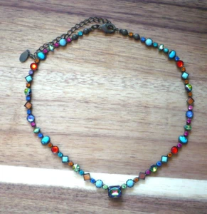 Sorrelli Necklace Multicolored Crystals Stones Large Center Crystal Statement - Picture 1 of 11
