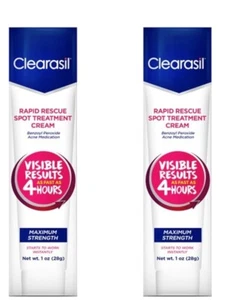 CLEARASIL TWIN PACK Rapid 4-Hour Rescue Benzoyl Peroxide Spot Treatment Cream - Picture 1 of 6
