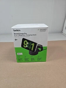 Belkin BoostCharge Pro 2-in-1 Wireless Magnetic Charging Dock with MagSafe Black - Picture 1 of 6