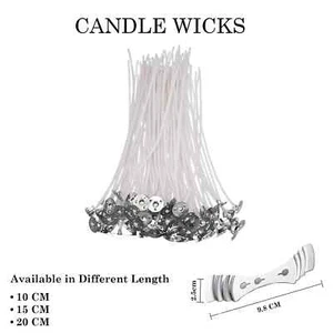 Candle Wicks Pre Waxed With Long Tabbed Cotton Sustainer For Candle Making Craft - Picture 1 of 11