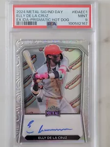 2024 Leaf Metal Independence Day Exclusive ELLY DE LA CRUZ Hot Dog /4 Auto PSA 9 - Picture 1 of 5