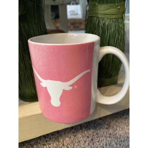 University of Texas Longhorns Coffee Mug Pink And White Cover