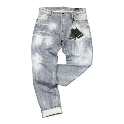 DSQUARED 2 New DSQ2 Cool Guy Jean Ripped Grey Men's Stretchy Washed Slim Fit Jeans