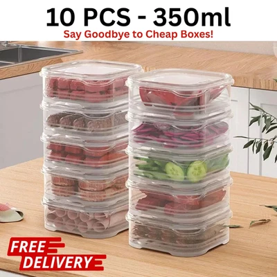 Reusable Food Storage Box BPA Free Clear Plastic Sealed Container with Lid 350ml - Image 1 of 4