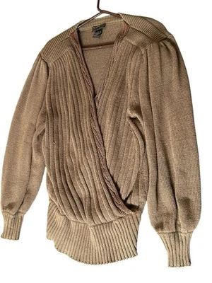 Suéter De Colección Suzelle Lana Angora Mujer Talla Grande Marrón Simulado Envoltura Manga Larga Foto 1 de 4