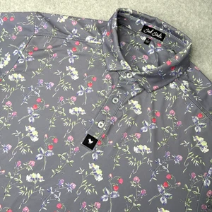 Bad Birdie Poloshirt Herren Large grau Blumenmuster Golf Performance Stretch - Bild 1 von 10