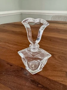 Botella de perfume de cristal vintage con tapón de tulipán transparente Alemania *LEER - Imagen 1 de 7