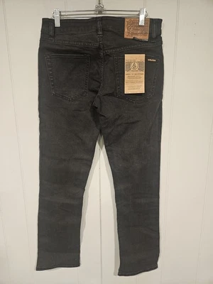 Volcom Men's Black Vorta Slim Straight Jeans 28x30 Dark Wash Regular Rise NWT  - Image 1 of 4