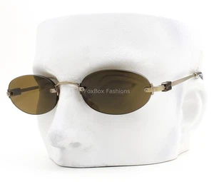 Miu Miu Rimless Sunglasses Old Gold Dark Brown Tinted SMU A54 26C-09Z with Case - Picture 1 of 11