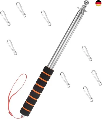 sinirttou 2 m Teleskop-Flaggenmast Aus Edelstahl,mit 8 Clips Haken,Portable Rod - Bild 1 von 4