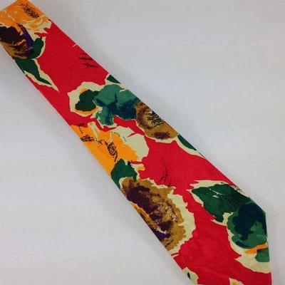 Corbata para hombre J. Blades & Co. hecha a mano grande roja tropical floral seda 57" x 3,5" Foto 1 de 4
