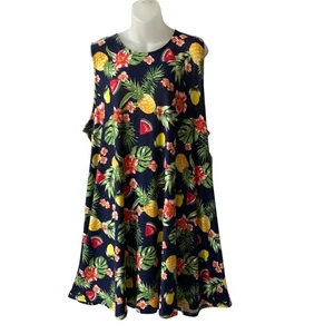 Harlow & Rose Tropical Jersey Tank Dress Size 3X Multicolor Stretch Coastal NWT - Picture 1 of 8