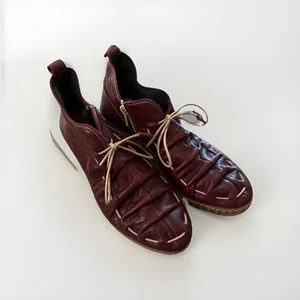 SPRING STEP Nespea Bordeaux Leather Moccasin Boots Artisan Whipstitch Size 39 - Picture 1 of 12