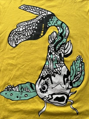 Camiseta gráfica IKEA CAMISETA JAPONESA ARTE KOI PEZ XS amarilla manga corta algodón Foto 1 de 4