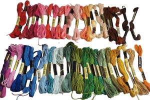 Lot of 50 Embroidery Floss Skeins Thread Vibrant Colors 100% Cotton Cross Stitch - Picture 1 of 1