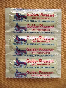 3 NOS VINTAGE GOLDEN PHEASANT KONDOME / GUMMISTREIFEN VON 3, NICHT ZU VERWENDEN - Bild 1 von 1