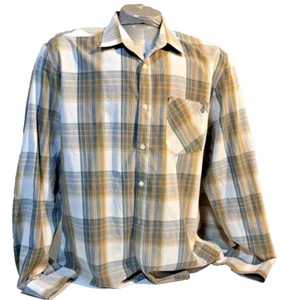 Volcom Mens Western Style Slim Fit White Blue Yellow Plaid Windowpane Check - Picture 1 of 6