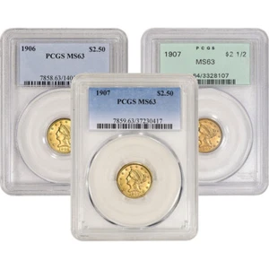 US Gold $2.50 Liberty Head Quarter Eagle - PCGS MS63 - Random Date and Label - Picture 1 of 3
