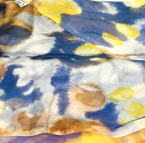 Vtg Scarf Cowlneck Infinity Rayon 14 Inch 8 Inch Blue Yellow Floral Japan As Is - Picture 1 of 18