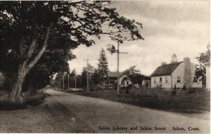 Salem, Connecticut Salem Library and Salem Street Albertype Unposted Postcard - Picture 1 of 2