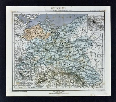 1875 Lange Map - North Germany - Brandenburg Berlin Breslau Meklenburg Sachsen - Image 1 of 2