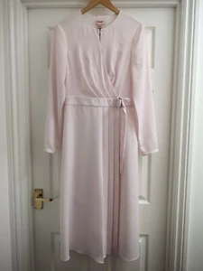 TED BAKER Neenha satin pleated belt wrap skirt midi dress evening vintage 2 10 S - Picture 1 of 5