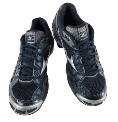 Mizuno Wave Bolt 2 Shoes Womens 8 Black Silver Running Athletic Gym - Image 1 of 4