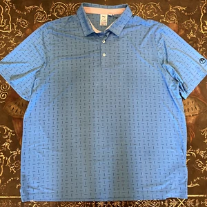 PUMA x Arnold Palmer Golf Cloudspun Stretch Blue Polo Shirt W/ Umbrellas SZ XXL - Picture 1 of 14