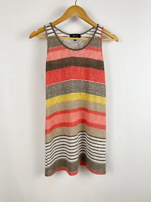 Cómoda túnica sin mangas a rayas multicolor de EE. UU. verano playa para mujer talla pequeña Foto 1 de 4