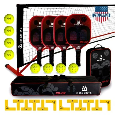 Portable Pickleball Set with Net | 4 USAPA Approved Carbon Fiber Paddles - Image 1 of 4
