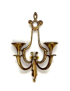 Einzelner Vintage massiver Messing 2 Kerzen Wandleuchter, 16" lang & 10" breit - Bild 1 von 14