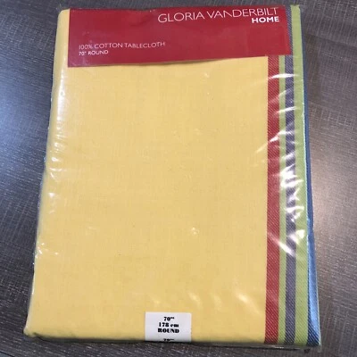Gloria Vanderbilt Mantel Amarillo Verano Algodón Tela Hogar 70" Redondo Foto 1 de 4
