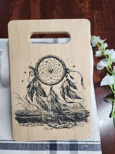 Dreamcatcher Laser Engraved Bamboo Cutting Board Charcuterie Cheese Native - Picture 1 of 3