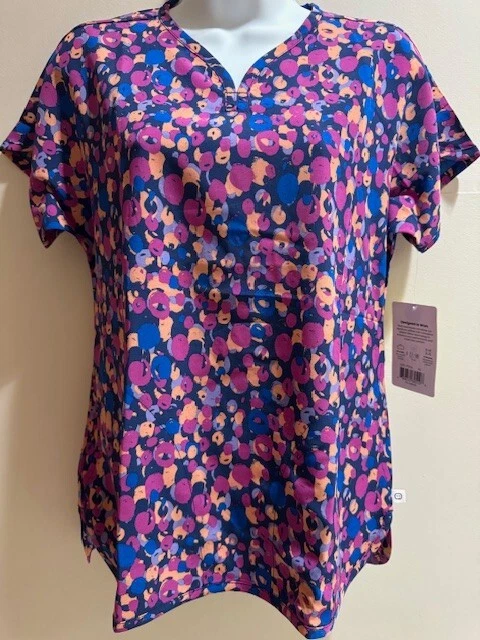 6267-PDNV Painted Dots Navy Print Scrub Top by Wonder wink - Image 1 of 4