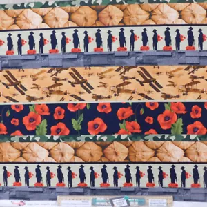 Patchwork Quilting Fabric ANZAC Remember Border 1/2m Cut 50x110cm - Picture 1 of 3