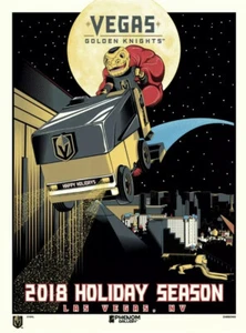 VEGAS GOLDEN KNIGHTS 2018 CHANCE Christmas SERIGRAPH Poster PHENOM GALLERY Low # - Picture 1 of 2