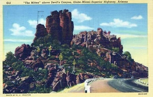 Guanto The Mitten Devil's Canyon-Miami-Superior Highway Arizona C1948 Cartolina - Foto 1 di 2