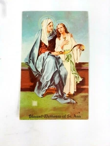 Blessed Memento of Saint Ann Relic Prayer Card - Italy - Picture 1 of 4