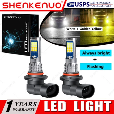 For BMW 740i 740iL 750iL 2X 9006 LED Fog Light Bulb w/Flash 2 Color White+Yellow - Image 1 of 4