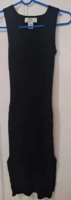 Magaschoni 女式小号修身紧身弹力毛衣连衣裙黑色柔软纹理  — 第 1/4 张图片