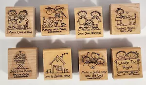 2003 Stampin' Up! Mounted Rubber Stamps All Gods Children set of 8 - Picture 1 of 2
