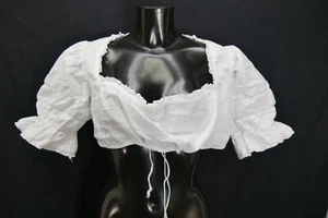 Gr.42 Dirndlbluse weiß Bluse für Dirndl Baumwolle mit Spitze B10786 - Bild 1 von 4