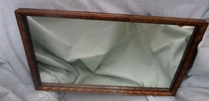 Antique Arts and craft carved solid oak wooden mirror wall hanging either way - Picture 1 of 8