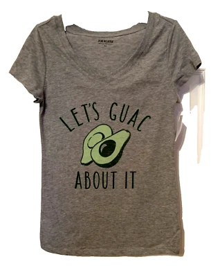 Camiseta Let's Guac About It Mujer Corta Cuello en V Gris Ligera Talla S Nueva con Etiquetas Foto 1 de 4