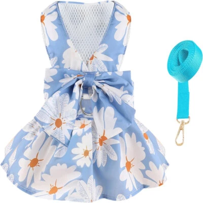 Cute Pet Dog Dress Vest Harness with Leash Puppy Cat Harnesses for Walking - Image 1 of 4