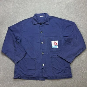 French Jacket Adult Large Blue VTG Canvas Work Wear Chore Utility Military Men - Picture 1 of 7